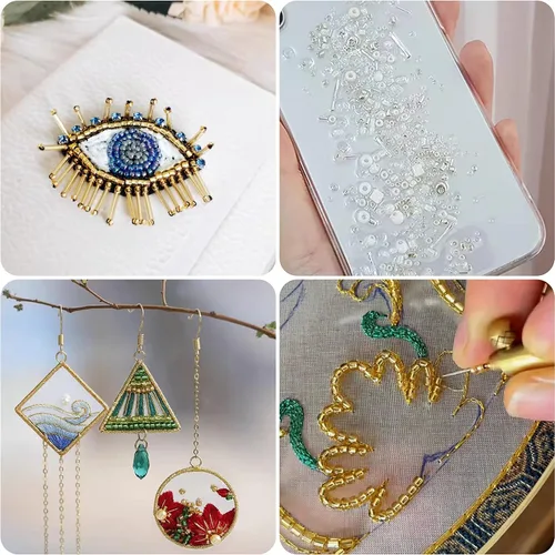 Miniatura 14 de Cuentas de semillas doradas transparentes de 4 mm al por mayor para hacer joyas, 110 gramos, aproximadamente 1600 piezas, cuentas de vidrio 6/0