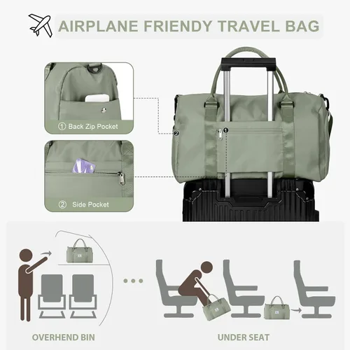 Miniatura 4 de Bolsa de gimnasio para mujeres y hombres bolsa de viaje deportiva con compartimento para zapatos y bolsillo húmedo A-H Green