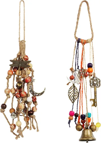 Miniatura 9 de Campanas de Bruja para Protección del Hogar, Decoración Pagana para Atraer lo Positivo y Expulsar lo Negativo, Campanas de Navidad Plateadas