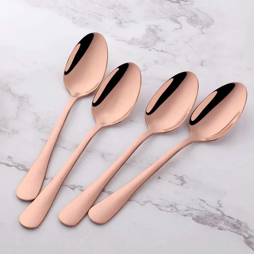 Miniatura 2 de MINGYU Juego de 12 cucharaditas de oro rosa de 6.37 pulgadas, cucharas pequeñas de acero inoxidable, cucharas de té, cucharas de café, cucharadas
