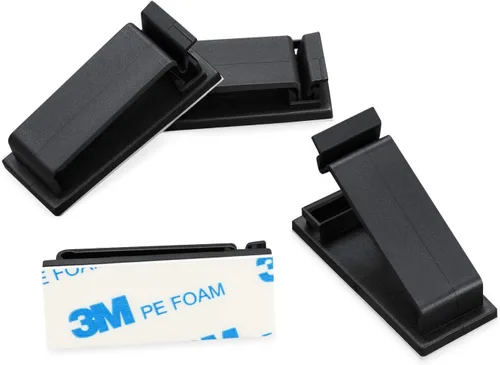 Miniatura 3 de Paquete de 50 clips autoadhesivos para organizar cables, organizadores de cables, soportes de cable para TV, PC, portátil, cable Ethernet