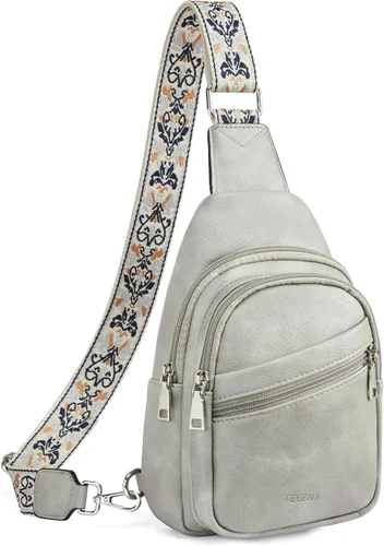 Miniatura 42 de Telena Bolso bandolera para mujer, bolso cruzado para mujer, cangurera de cuero vegano con correa ajustable