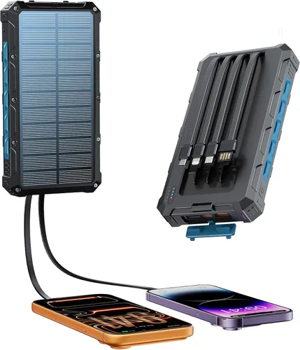 Miniatura 16 de Cargador solar-banco de energía – Cargador de batería solar de 20000 mAh, cargador de batería solar, cables integrados de carga rápida de 20 W