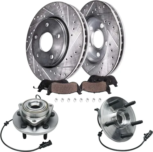Miniatura 37 de Detroit Axle - Kit de freno delantero para Hyundai Nexo 2019-2024, rotores de freno perforados y ranurados, pastillas de freno de cerámica