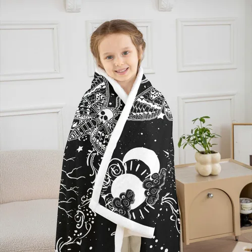 Miniatura 6 de Erosebridal Manta de árbol de la vida, sol y luna para sofá cama, manta de forro polar gótico de polilla trippy, manta de sherpa cósmica