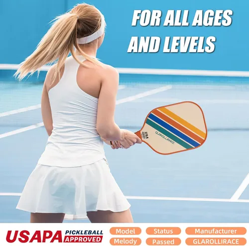 Miniatura 5 de Juego de 2 palas de pickleball 4 raquetas de pickleball, juego de pickleball aprobado por USAPA, superficie de fibra de vidrio fibra de carbono