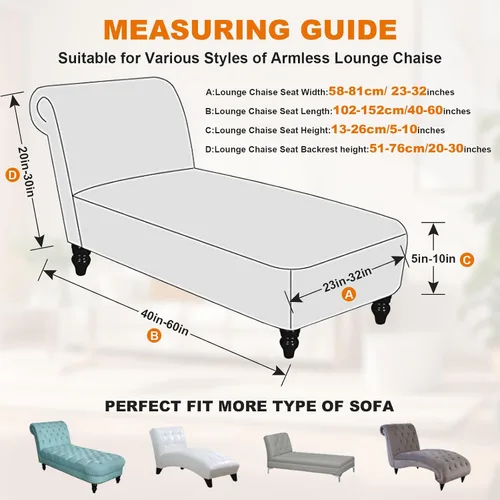 Miniatura 2 de Funda para tumbona sin brazos, fundas elásticas para silla de sala de estar, funda de diván sin brazos, fundas de interior para dormitorio, tela