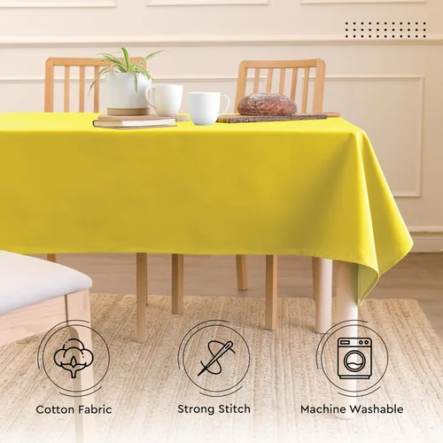 Miniatura 3 de Encasa XO Mantel rectangular de lona de algodón de 56 x 72 pulgadas, lavable a máquina, mantel amarillo Sunbeam para comedor en interiores y Rayo