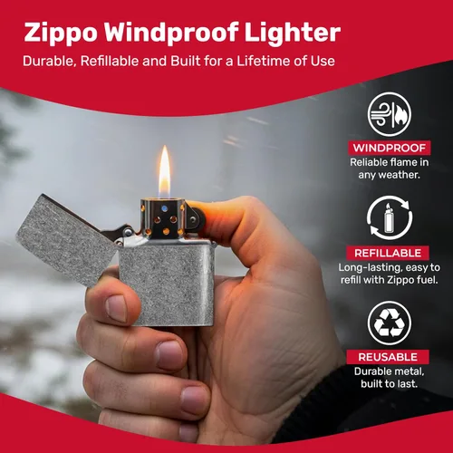 Miniatura 6 de Zippo Encendedor de bolsillo con placa de plata antigua, resistente al viento y recargable, encendedor de metal abatible, encendedores de bolsillo