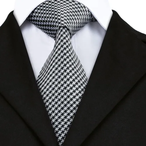 Miniatura 2 de Hi-Tie Corbata clásica a cuadros para hombre con gemelos de pañuelo