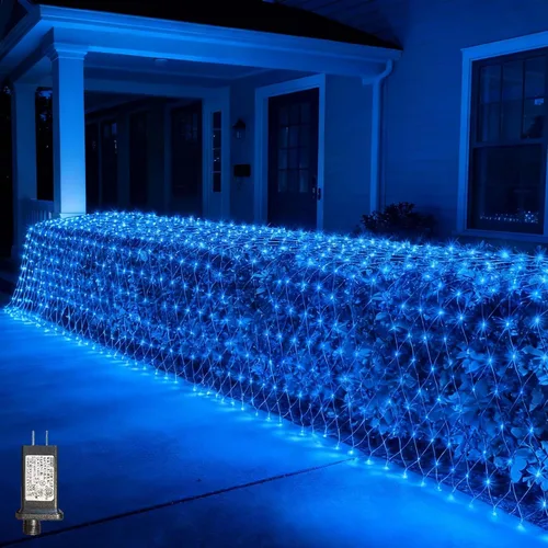 Miniatura 21 de LitHome Luces de red de Navidad de 14.8 x 5 pies, 300 luces LED de red blanca cálida, 8 modos de conexión, malla gigante impermeable de Navidad