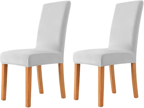 Miniatura 8 de Velvet Chair Covers Beige Gray, Stretch Dining Room Chair Covers 2 Pack, Super Fit Dining Chairs Slipcovers Spandex Washable Kitchen Parson Chair