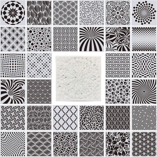 32 plantillas geométricas de 6 x 6 pulgadas, plantillas de pintura de mandala para álbumes de recortes, galletas, azulejos, muebles, decoración de