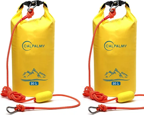 CALPALMY Paquete de 2 anclajes de arena 2 en 1 para barcos pequeños, embarcaciones eléctricas, canoas y kayaks | Bolsa seca impermeable para Amarillo