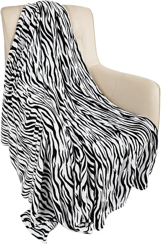 Miniatura 25 de MACEVIA Manta Decorativa de Forro Polar Sherpa para Sofá, Manta de Cebra 3D, Mullida, Gruesa, Cálida, Reversible, Acogedora, Cómoda, Súper Suave