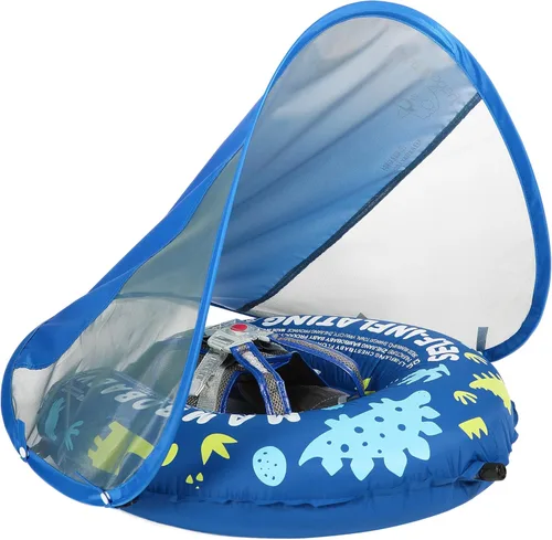 Miniatura 13 de Mambobaby Flotador de natación para bebé con toldo, flotador de bebé sólido no inflable, material de cuero suave impermeable y agradable a la piel