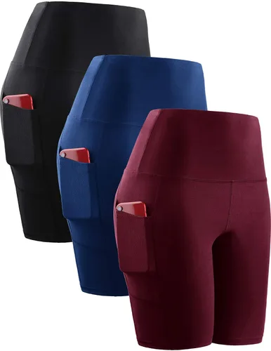 NELEUS Pantalones cortos de ciclista de 8 pulgadas para mujer, cintura alta, control de abdomen, pantalones cortos de entrenamiento para correr,