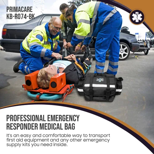 Miniatura 6 de Primacare KB-RO74-BK Bolsa de trauma de primera respuesta, 17 x 9 x 7 pulgadas, negro, organizador de suministros médicos EMT/EMS con separadores