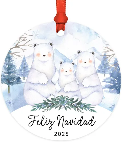Miniatura 68 de Andaz Press Adorno de recuerdo de Navidad de metal redondo personalizado para la familia, My First Christmas As Abuelita 2024, acuarela de osos