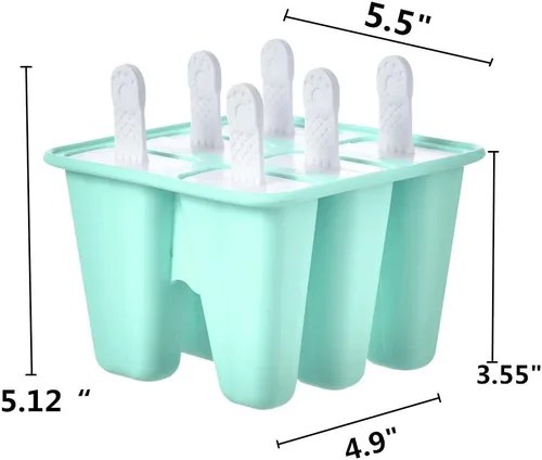 Miniatura 6 de Moldes para paletas de hielo, 6 piezas de silicona de grado alimenticio, sin BPA, reutilizable, fácil liberación, máquina de paletas de hielo