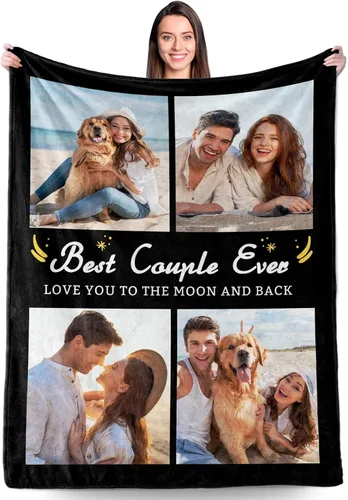 Miniatura 11 de Manta personalizada con fotos, regalos personalizados para el día de San Valentín para él y ella, mantas personalizadas de franela suave