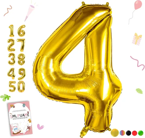 Miniatura 135 de Globos de números de 40 pulgadas del 0 al 9 dorados grandes del número 0, globos digitales para suministros de decoración de celebración de fiesta