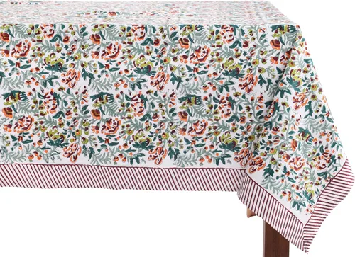 Miniatura 13 de ATOSII Mantel 100% algodón, Amara, floral, hecho a mano, rectangular, de lino, para cocina, comedor, fiestas, bodas, exteriores, picnics, Pascua