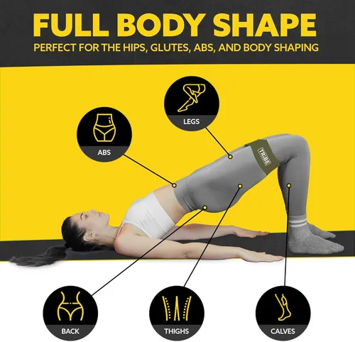 Miniatura 4 de Tribe Lifting - Bandas de resistencia de tela para glúteos y piernas Juego de 5 bandas de tela para entrenamiento Bandas gruesas de glúteos