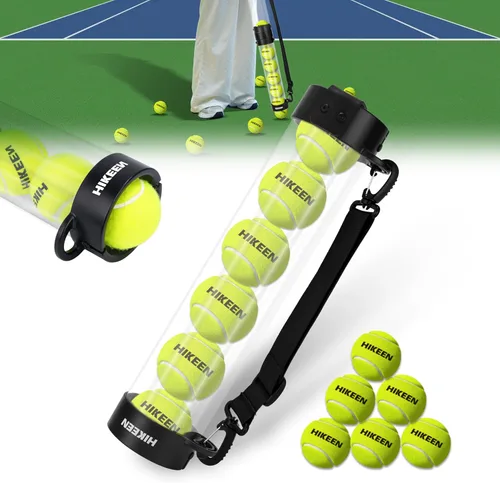 Miniatura 8 de Hikeen Tubo de recogida de pelotas de tenis duradero con 6/12 pelotas de tenis, recogida rápida y almacenamiento, tubo de pelota de tenis con correa