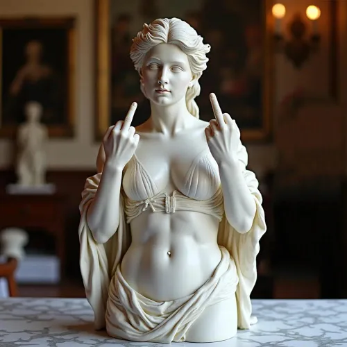Miniatura 2 de Venus con estatua de actitud, figura de resina de dedo medio sin complejos, decoración de arte moderno atrevida para el hogar y la oficina, estatua