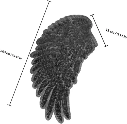 Miniatura 2 de UKCOCO 2pcs Black Sequin Angel Wing Embroidery Iron-on Applique Patches for DIY Clothing Decoration, Garment Sewing Supplies, Jacket and Costume