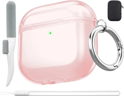 Miniatura 31 de Valkit - Funda transparente protectora para estuche de AirPods, con llavero, poliuretano termoplástico suave, a prueba de golpes, compatible