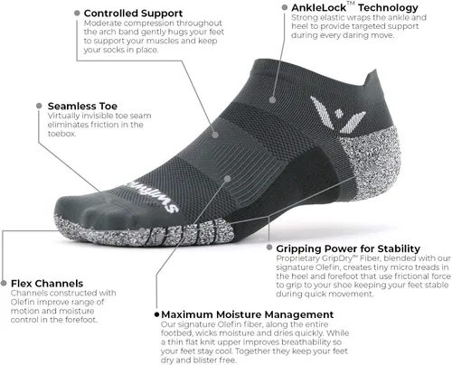 Miniatura 2 de Swiftwick - Calcetines antideslizantes FLITE XT ZERO para correr, calcetines de golf, máxima estabilidad