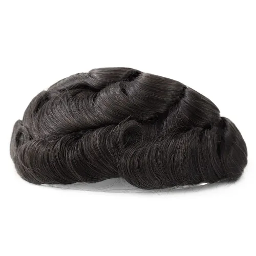 Miniatura 3 de HAIR NATURE Sistemas de reemplazo de cabello humano Toupee para hombre, 0.005 in, piel de polietileno inyectada, pelucas reales para hombres