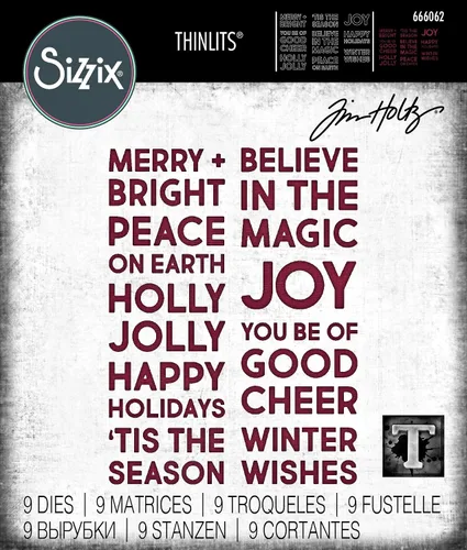 Miniatura 3 de Sizzix Juego de troqueles Thinlits 9PK Bold Text Christmas por Tim Holtz 666062 Capítulo 4 2022