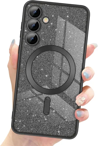 Miniatura 23 de Newseego Funda ultra magnética para Samsung Galaxy S22, funda de lujo con purpurina para mujeres y niñas, protección completa de la lente de la Negro