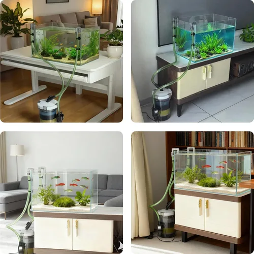 Miniatura 5 de Filtro de recipiente de 105 GPH, filtro externo de acuario, máquina de limpieza de circulación de agua ultra silenciosa con bomba de agua