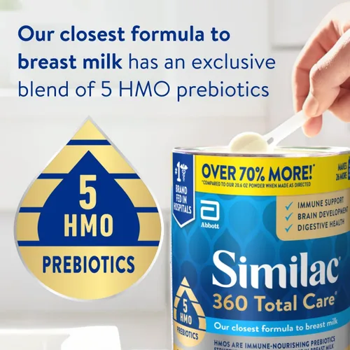 Miniatura 2 de Similac 360 Total Care - Fórmula infantil, tiene 5 prebióticos HMO, nuestra mezcla de prebióticos más cercana a la leche materna, sin OGM, polvo
