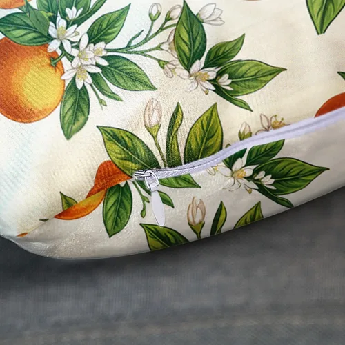 Miniatura 2 de Emvency Funda de almohada decorativa con flores amarillas con frutas naranjas, flores y hojas en verde claro, funda de almohada decorativa botánica