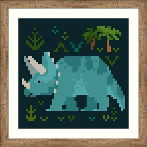 Amanti Art Lienzo decorativo para pared enmarcado de 36 x 36 pulgadas, Dinos I de Victoria Barnes, arte de pared de animales, decoración vintage,