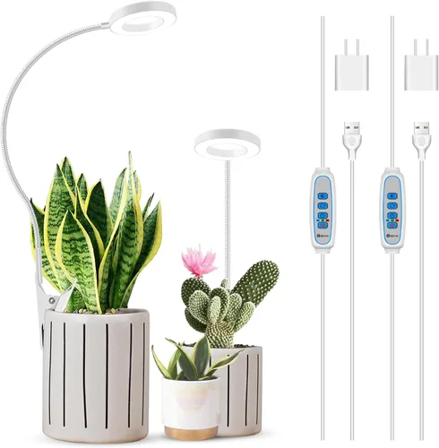 Miniatura 12 de Luz de cultivo con clip, luces de plantas de halo de 6000 K para cultivar plantas pequeñas, lámpara LED de espectro completo con temporizador