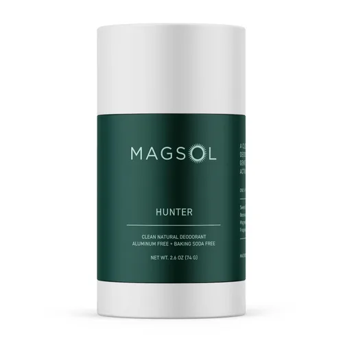 MAGSOL Desodorante de magnesio para hombres, desodorante natural libre de aluminio y bicarbonato de sodio para piel sensible, protección duradera