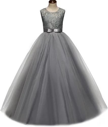 Miniatura 6 de Vestido Yaphyee largo, de princesa, con flores, formal, para boda, dama de honor, para fiesta, para niña