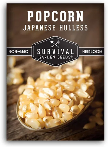 Survival Garden Seeds - Semilla de Maíz Sin Cáscara Japonés para Plantar - 1 Paquete con Instrucciones para Plantar y Cultivar Deliciosas Palomitas