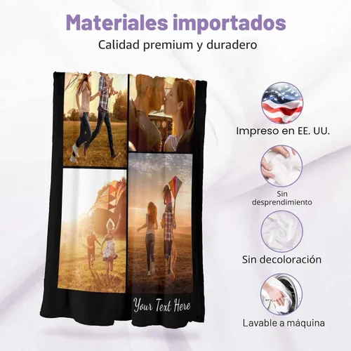 Miniatura 6 de Manta de fotos personalizada, 4 fotos, mantas personalizadas para mamá, abuela, esposa, mujeres de hija, hijo, marido, 8 tamaños 4 Fotos-1