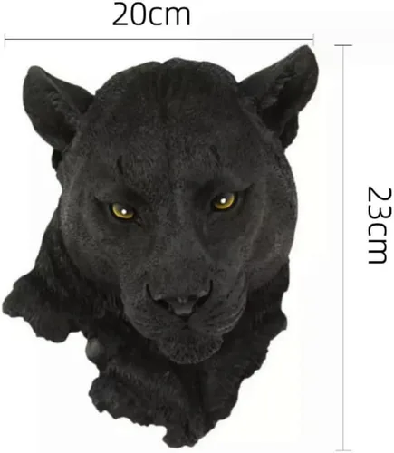 Miniatura 3 de Estatuas de resina para colgar en la pared con cabeza de animal, estatuas de bar, cafetería, escultura, decoración (leopardo negro)