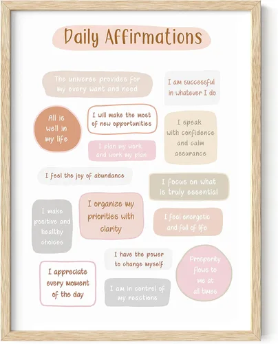 HAUS AND HUES Arte de pared de afirmaciones positivas, citas inspiradoras y decoración de aliento para mujeres, póster motivacional para mantenerse