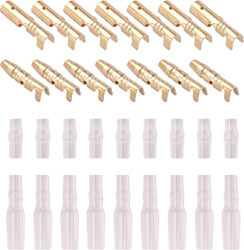 Miniatura 4 de Kinstecks Kit de conectores de bala de 0.138 in, 120 unidades, conectores de terminales de cable macho y hembra de latón con cubierta de aislamiento