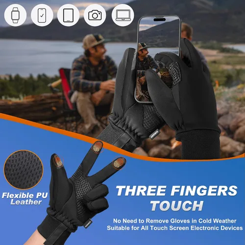 Miniatura 3 de Sukeen Guantes cálidos de invierno para hombres y mujeres, guantes de invierno antideslizantes para pantalla táctil para hombres, ciclismo, correr