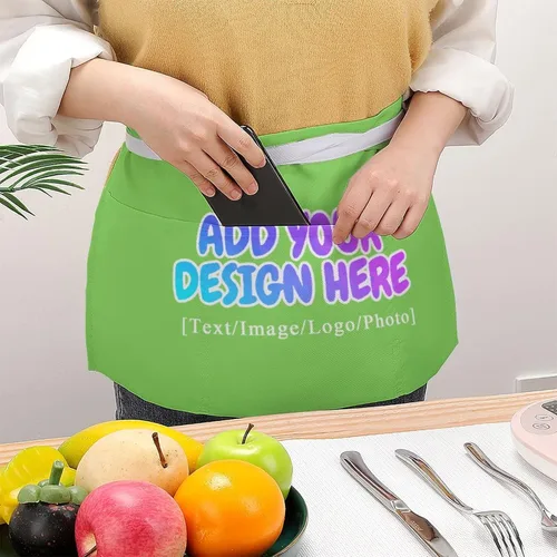 Miniatura 145 de AXKEUDO Delantal personalizado con bolsillos, delantales de cintura para camarera para cocinar en casa, restaurante, servir trabajo